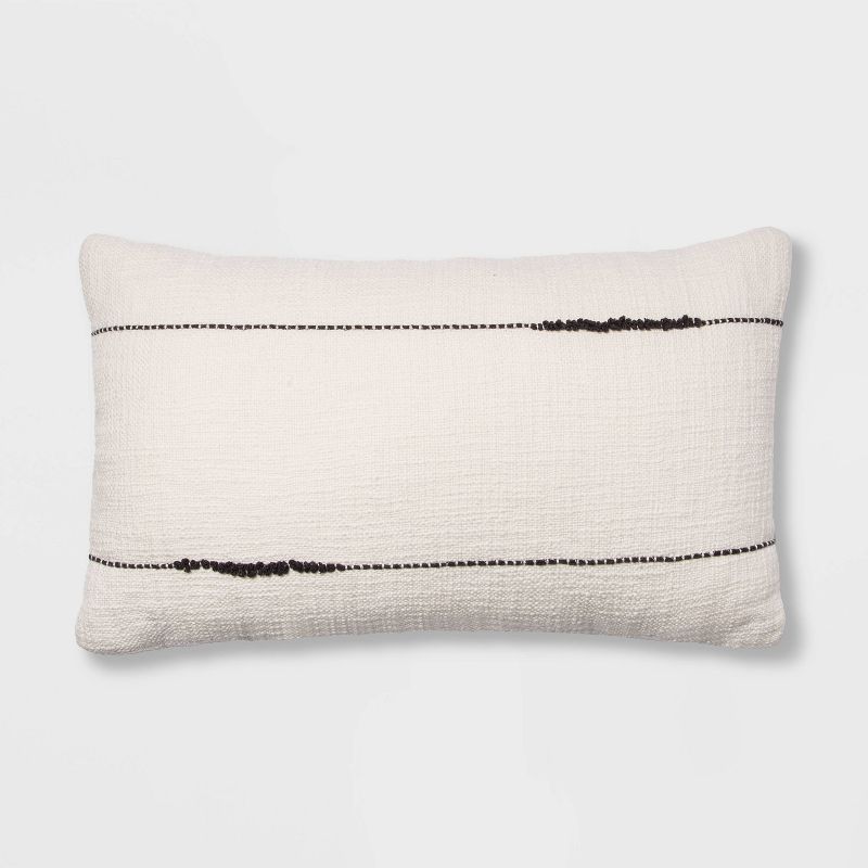 Embroidered Thin Line Lumbar Throw Pillow - Threshold™, 1 of 9