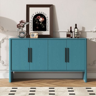 4-Door Retro Sideboard with Adjustable Shelves & Long Handles - Ample Storage for Kitchen, Dining & Living Room