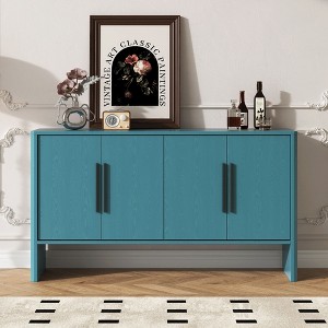 4-Door Retro Sideboard with Adjustable Shelves & Long Handles - Ample Storage for Kitchen, Dining & Living Room - 1 of 4