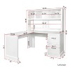L Shape-Home Office Computer Desk with Hutch, Antiqued Black finish, Writting Desk Workstation with Storage Shelf for Home/Office/-Maison Boucle - 3 of 4