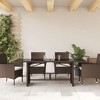vidaXL Patio Table with Glass Top Brown 74.8"x31.5"x29.1" Poly Rattan - 3 of 4