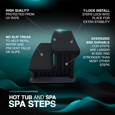 Black Universal Spa & Hot Tub Outdoor Steps with No Slip Grip