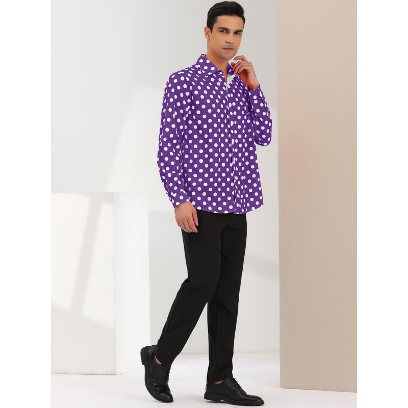 Lars Amadeus Men's Polka Dots Long Sleeves Dress Button Down Shirt, 4 of 7