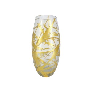 Slickblue Gold Gilded Glass Vase, Smooth Oval Shape, Coffee Table Decor, Bullet Style, Clear Gold, Color & Size Options - 1 of 4