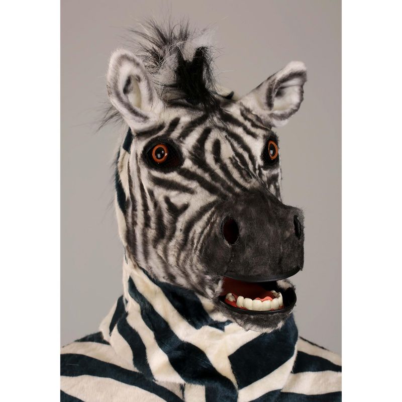 HalloweenCostumes.com One Size Fits Most   Zebra Suit with Mouth Mover Mask for Adults, Black/White, 5 of 12