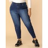 Agnes Orinda Women's Plus Size Mid Rise Stretch Washed Skinny Denim Jeans - 2 of 4