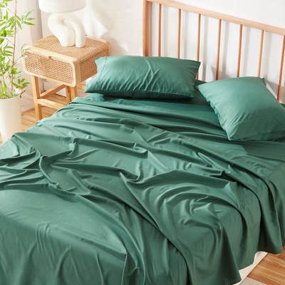 Hunter Green Queen Bamboo Rayon 4-Piece Sheet Set