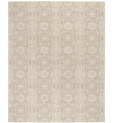 Ivory and Taupe Medallion Wool 8' x 10' Area Rug