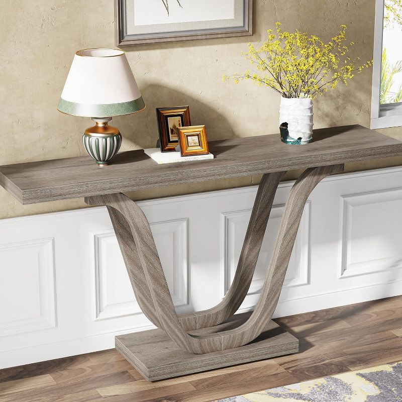Tribesigns Farmhouse Console Table, 55 Inch Wood Sofa Table Entryway Table for Entryway, Living Room, 4 of 9