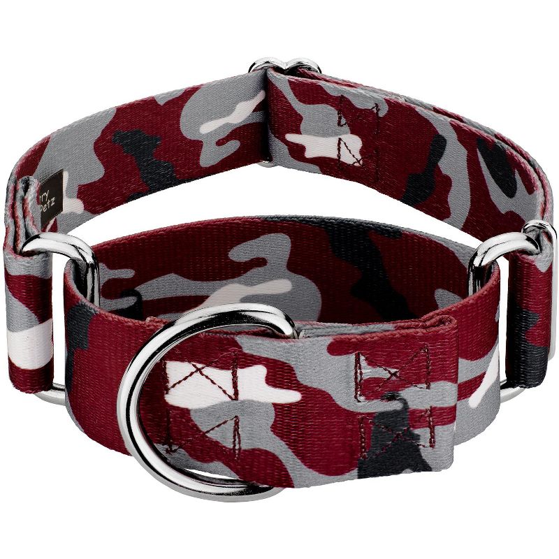 Country Brook Petz 1 1/2 Inch Crimson and White Camo Martingale Dog Collar, 1 of 5