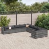 vidaXL 10 Piece Patio Sofa Set - Gray Poly Rattan - Modular Garden Furniture with Cushions & Tempered Glass Top Table for Backyard/Patio/Lounge - 2 of 4