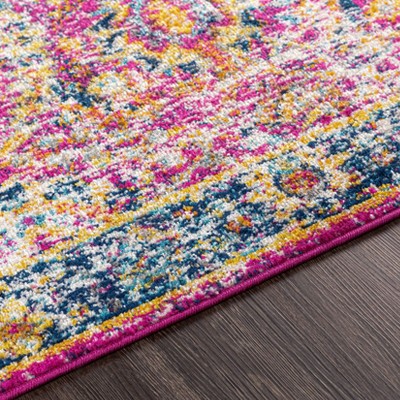 Reversible Blue Synthetic Easy Care Stain-Resistant Runner Rug