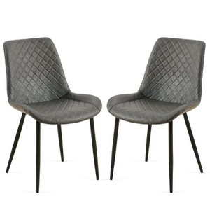 CAVINAS Mid-Century Modern Dining Chair with Metal Legs and High Back, Faux Leather Upholstered Armless Side Chair, Set of 4 - 1 of 4