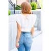 Women's Ruffle Sleeve Eyelet Mixed Blouse - Hem & Thread - 2 of 4