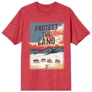 Yellowstone Protect The Land Crew Neck Short Sleeve Red Heather Women's T-shirt - 1 of 3