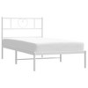 vidaXL Twin XL Metal Bed Frame with Headboard, Sturdy Steel, White, No Mattress - 2 of 4