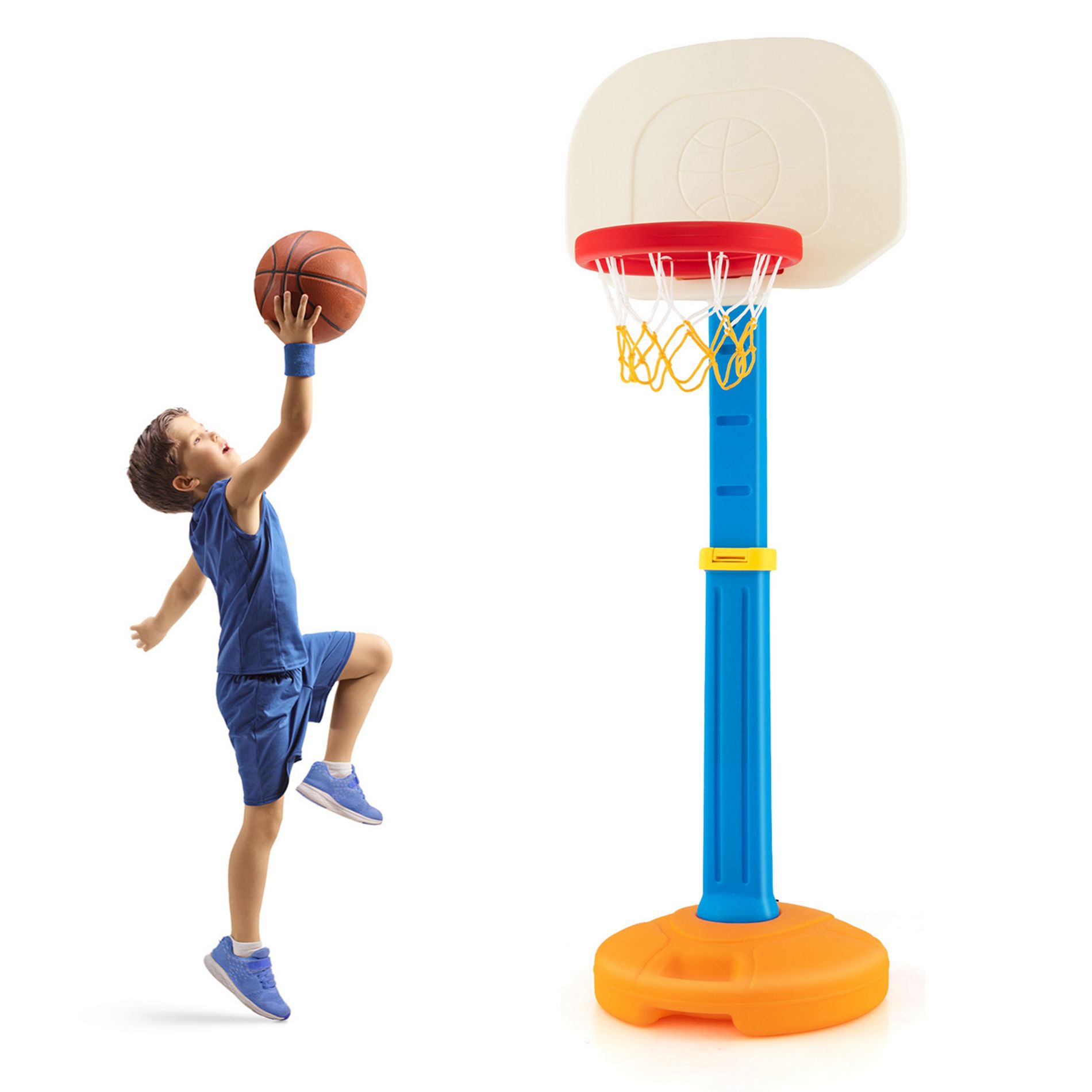 Costway Kids Children Basketball Hoop Stand Adjustable Height 47''-63''Indoor Outdoor Sports Toy