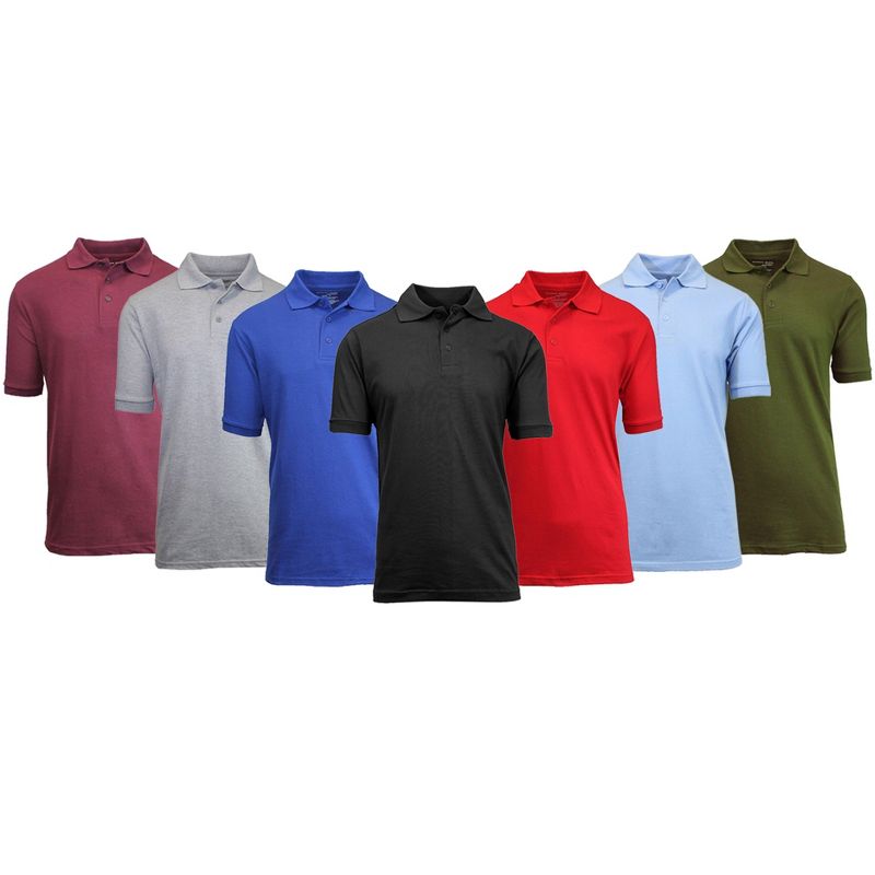 Galaxy By Harvic Men's Short Sleeve Pique Polo Shirt-3 Pack, 2 of 3