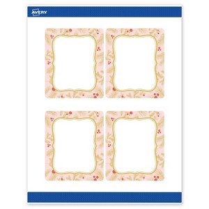 Avery Labels, 4" x 3-1/3", Gold-Pink Berries, Matte, 40ct - 1 of 4