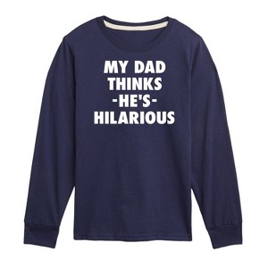 Boys' - Instant Message - King Of Dad Jokes Hilarious Long Sleeve Graphic T-Shirt - 1 of 4