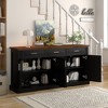63" MDF Fluted Sideboard Buffet Cabinet with 4 Doors, 3 Drawers and Adjustable Shelves for Kitchen, Living Room, Dining Room - 4 of 4