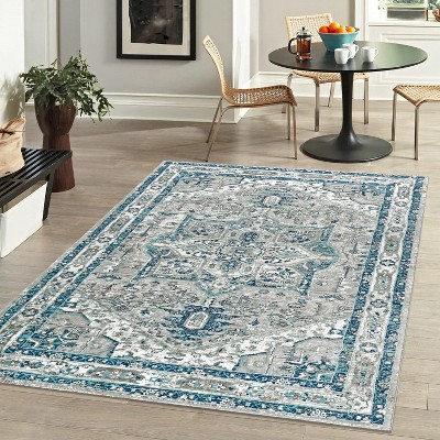 Gray Synthetic Reversible 8' x 10' Stain-Resistant Area Rug