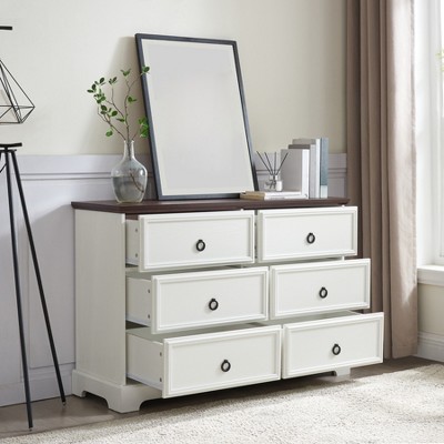 6 Drawer Dresser for Bedroom, 47" Wood Chest of Drawers with Handle, Accent Freestanding Storage Cabinet for Closet Living Room Hallway Bedroom