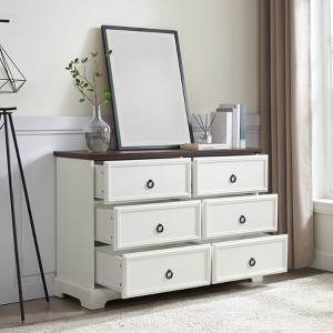 6 Drawer Dresser for Bedroom, 47" Wood Chest of Drawers with Handle, Accent Freestanding Storage Cabinet for Closet Living Room Hallway Bedroom - 1 of 4