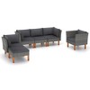 vidaXL Farmhouse Style 6-Piece Patio Lounge Set - Durable Poly Rattan and Solid Eucalyptus Wood - Gray Color with Anthracite Cushions - Easy Assembly - 2 of 4