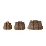 Set of 3 Decorative Seagrass Baskets with Handles Brown/Natural - Storied Home