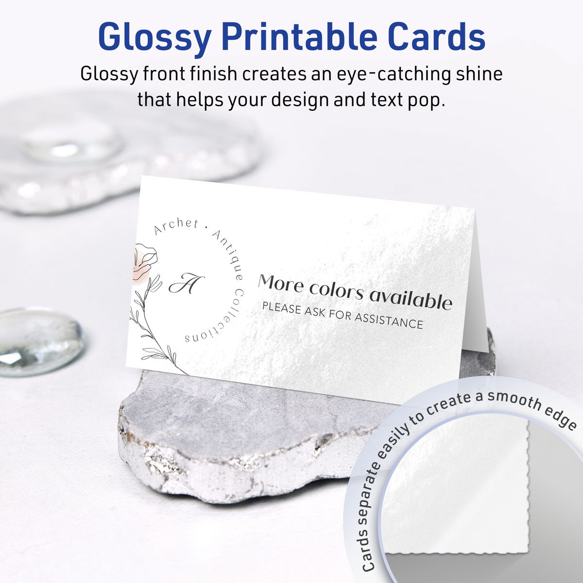 Avery Glossy White Tent Cards, 2" x 3-1/2" Rectangle - thumbnail 2