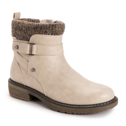 Muk Luks Women's Garland Gina Boots, Cream, 6 : Target