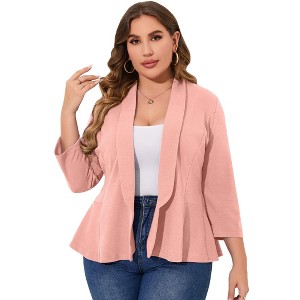 Coolmee Women Plus Size Casual Blazer Open Front Long Sleeve Work Office Cardigan Jackets - 1 of 4