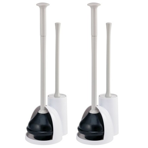 mDesign Compact Plastic Toilet Bowl Brush/Plunger Combo Charcoal Gray 2 Pack 