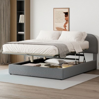 Teddy Fleece Full? Size Upholstered Platform Bed with Hydraulic Storage System