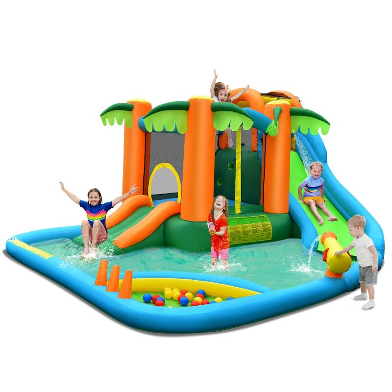 Costway Inflatable Water Slide Park Kid Bounce House Splash Pool Blower Excluded, 1 of 11