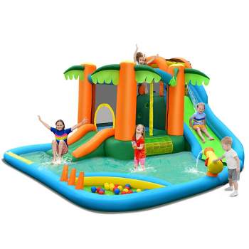 Costway Inflatable Water Slide Park Kid Bounce House Splash Pool Blower Excluded