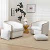 KINWELL 31"W Oak Frame Upholstered Swivel Barrel Armchair, Set of 2 - 2 of 4