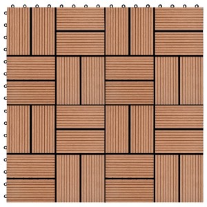 vidaXL 11 pcs Decking Tiles WPC 11.8"x11.8" 1 sqm Brown - 1 of 4