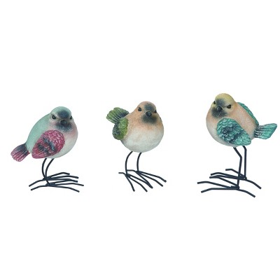 Transpac Small Resin Textured Standing Bird Figurines Set of 3 Home Tabletop Mantel Decorations