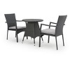 Georgina 3pc Wicker Patio Bistro Set with Cushions: Weather-Resistant, Galvanized Steel - Christopher Knight Home - 2 of 4