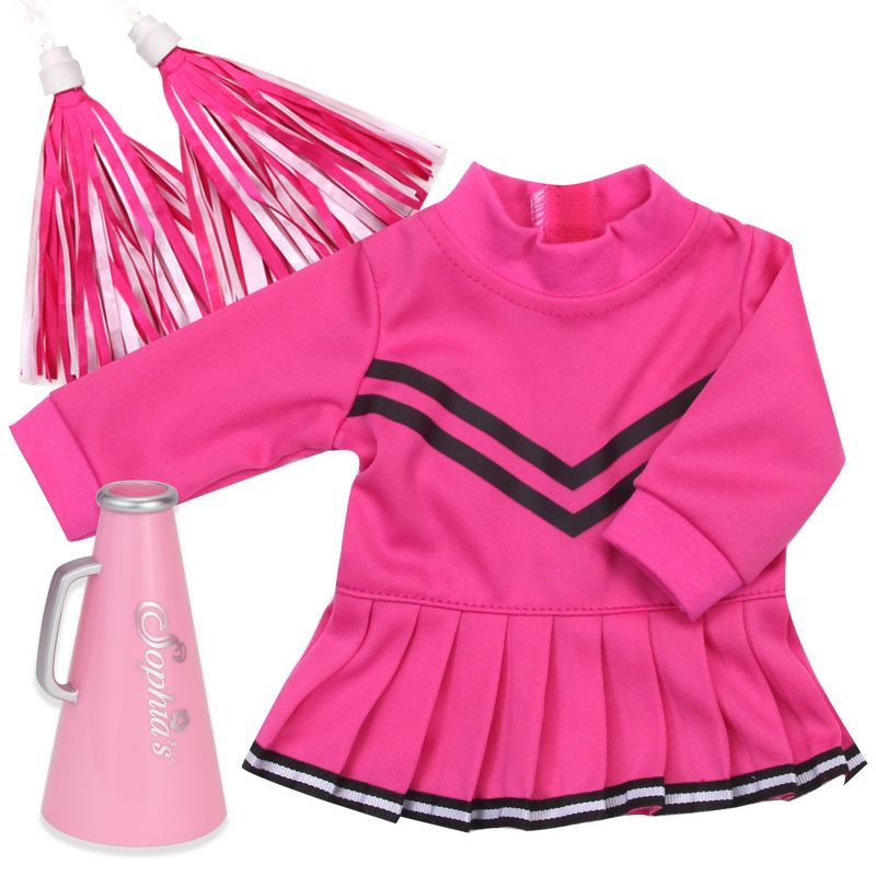 Sophia’s Cheerleader Dress, Pom-Poms, & Megaphone Set for 15" and 18” Dolls, Hot Pink, 1 of 6