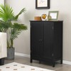 Tangkula Bathroom Floor Storage Cabinet Double Door Kitchen Cupboard Shoe Cabinet Black - 2 of 4