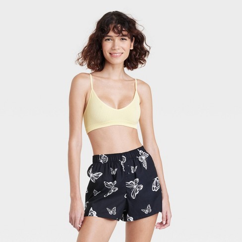 Women's Ribbed Triangle Bralette - Colsie™ Yellow M : Target