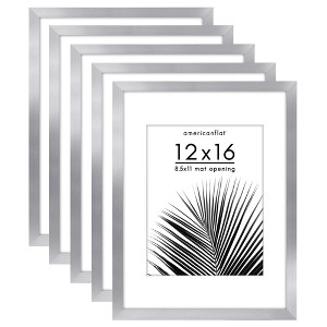 Americanflat 5 Pack of Picture Frames with Mat - Plexiglass Cover - 1 of 4