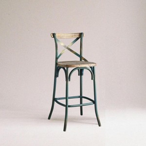 Sapphtopaz 1PC Retro Bar Stools with Metal Frame Wooden Seat Counter Height Bar Stools with Footrest&Backrest Dining Chairs for Kitchen Island - 1 of 4