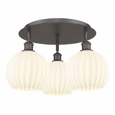 White Venetian - 3 Light Flush Mount In Modern Style-11 Inches Tall and 19.75 Inches Wide