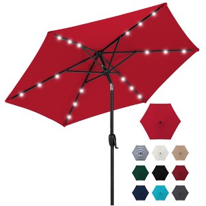 Best Choice Products 7.5ft Outdoor Solar Patio Umbrella for Deck, Pool w/ Tilt, Crank, LED Lights - 1 of 4