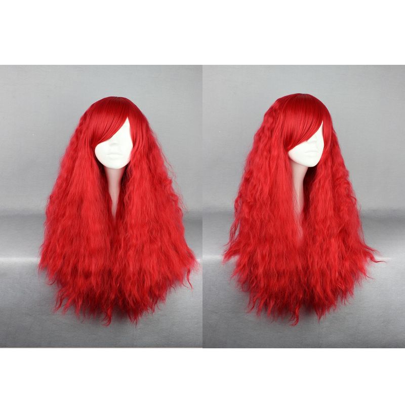 Unique Bargains Women's Curly Wig Wigs 28" Red with Wig Cap Long Hair, 5 of 7