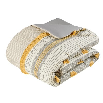 King Gray and Yellow Cotton Down Alternative Comforter Set